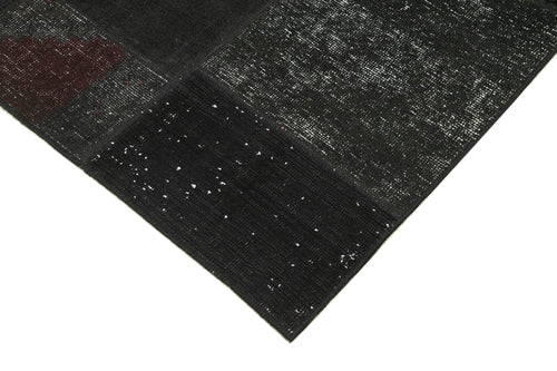 Kırk Yama Siyah Patchwork Pamuk Yün El Dokuma Halısı 170x245 Agacan