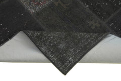 Kırk Yama Siyah Patchwork Pamuk Yün El Dokuma Halısı 170x245 Agacan