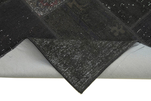 Kırk Yama Siyah Patchwork Pamuk Yün El Dokuma Halısı 170x245 Agacan
