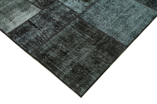 Kırk Yama Siyah Patchwork Pamuk Yün El Dokuma Halısı 170x241 Agacan