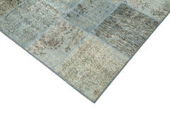 Kırk Yama Mavi Patchwork Pamuk Yün El Dokuma Halısı 173x245 Agacan