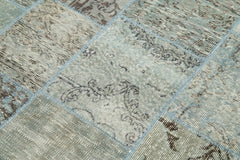 Kırk Yama Mavi Patchwork Pamuk Yün El Dokuma Halısı 173x245 Agacan