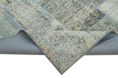 Kırk Yama Mavi Patchwork Pamuk Yün El Dokuma Halısı 173x245 Agacan