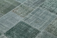 Kırk Yama Gri Patchwork Pamuk Yün El Dokuma Halısı 171x239 Agacan