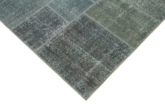 Kırk Yama Gri Patchwork Pamuk Yün El Dokuma Halısı 171x243 Agacan