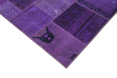 Kırk Yama Mor Patchwork Pamuk Yün El Dokuma Halısı 171x239 Agacan