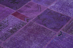 Kırk Yama Mor Patchwork Pamuk Yün El Dokuma Halısı 171x239 Agacan