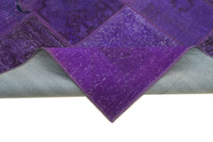 Kırk Yama Mor Patchwork Pamuk Yün El Dokuma Halısı 171x239 Agacan
