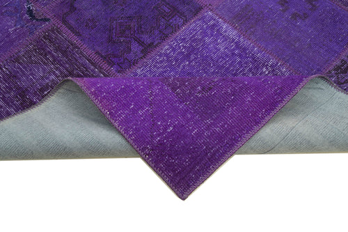 Kırk Yama Mor Patchwork Pamuk Yün El Dokuma Halısı 171x239 Agacan