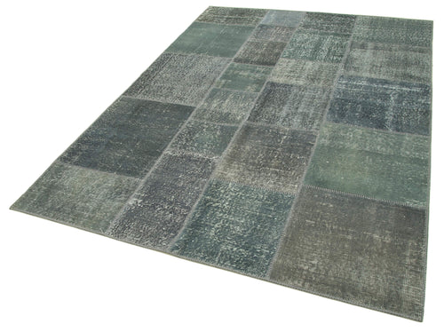 Kırk Yama Gri Patchwork Pamuk Yün El Dokuma Halısı 170x240 Agacan