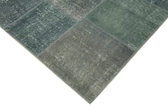 Kırk Yama Gri Patchwork Pamuk Yün El Dokuma Halısı 170x240 Agacan