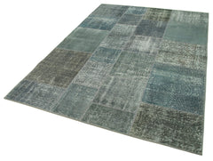 Kırk Yama Gri Patchwork Pamuk Yün El Dokuma Halısı 170x240 Agacan