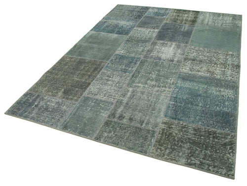 Kırk Yama Gri Patchwork Pamuk Yün El Dokuma Halısı 170x240 Agacan