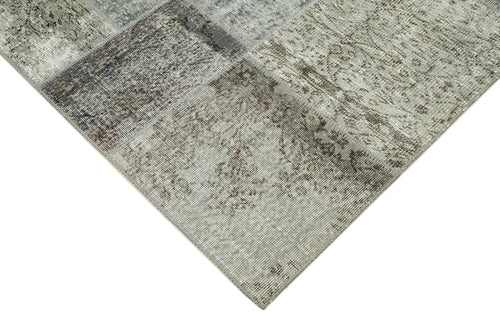 Kırk Yama Gri Patchwork Pamuk Yün El Dokuma Halısı 170x240 Agacan