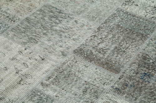 Kırk Yama Gri Patchwork Pamuk Yün El Dokuma Halısı 170x240 Agacan