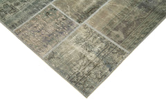 Kırk Yama Gri Patchwork Pamuk Yün El Dokuma Halısı 172x242 Agacan
