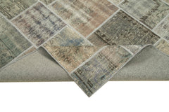 Kırk Yama Gri Patchwork Pamuk Yün El Dokuma Halısı 172x242 Agacan