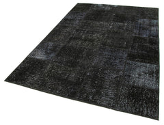 Kırk Yama Siyah Patchwork Pamuk Yün El Dokuma Halısı 168x241 Agacan