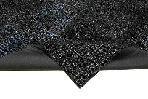 Kırk Yama Siyah Patchwork Pamuk Yün El Dokuma Halısı 168x241 Agacan
