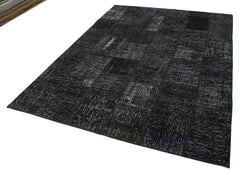 Kırk Yama Siyah Patchwork Pamuk Yün El Dokuma Halısı 172x242 Agacan