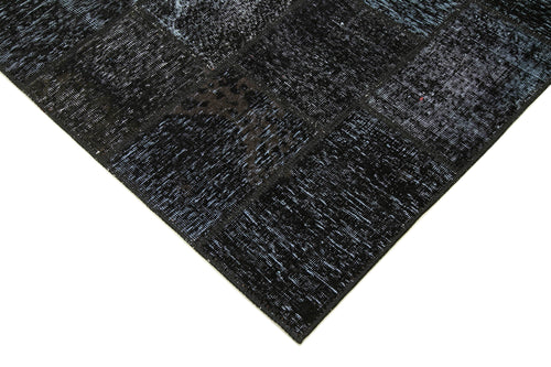 Kırk Yama Siyah Patchwork Pamuk Yün El Dokuma Halısı 172x242 Agacan