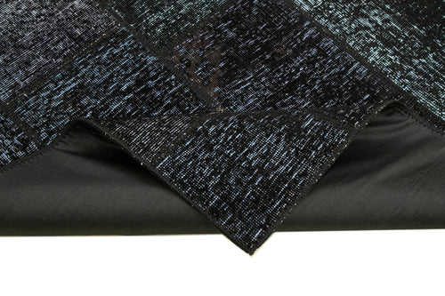 Kırk Yama Siyah Patchwork Pamuk Yün El Dokuma Halısı 172x242 Agacan