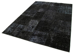 Kırk Yama Siyah Patchwork Pamuk Yün El Dokuma Halısı 172x243 Agacan