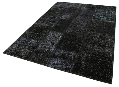 Kırk Yama Siyah Patchwork Pamuk Yün El Dokuma Halısı 172x243 Agacan