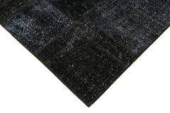 Kırk Yama Siyah Patchwork Pamuk Yün El Dokuma Halısı 172x243 Agacan
