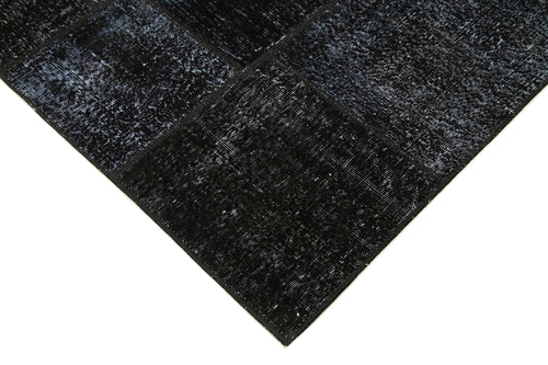 Kırk Yama Siyah Patchwork Pamuk Yün El Dokuma Halısı 172x243 Agacan