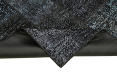 Kırk Yama Siyah Patchwork Pamuk Yün El Dokuma Halısı 172x244 Agacan