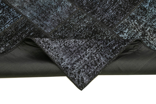 Kırk Yama Siyah Patchwork Pamuk Yün El Dokuma Halısı 172x244 Agacan