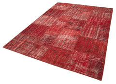 Kırk Yama Kırmızı Patchwork Pamuk Yün El Dokuma Halısı 177x248 Agacan