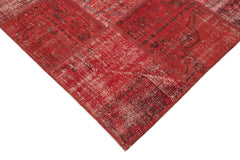 Kırk Yama Kırmızı Patchwork Pamuk Yün El Dokuma Halısı 177x248 Agacan