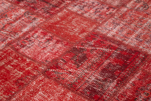 Kırk Yama Kırmızı Patchwork Pamuk Yün El Dokuma Halısı 177x248 Agacan