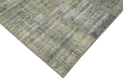 Kırk Yama Gri Patchwork Pamuk Yün El Dokuma Halısı 176x246 Agacan