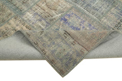 Kırk Yama Gri Patchwork Pamuk Yün El Dokuma Halısı 176x246 Agacan