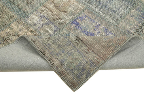 Kırk Yama Gri Patchwork Pamuk Yün El Dokuma Halısı 176x246 Agacan