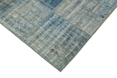 Kırk Yama Mavi Patchwork Pamuk Yün El Dokuma Halısı 176x247 Agacan