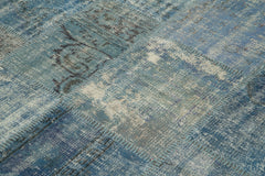 Kırk Yama Mavi Patchwork Pamuk Yün El Dokuma Halısı 176x247 Agacan