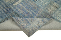 Kırk Yama Mavi Patchwork Pamuk Yün El Dokuma Halısı 176x247 Agacan
