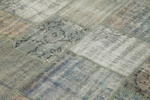 Kırk Yama Gri Patchwork Pamuk Yün El Dokuma Halısı 176x249 Agacan