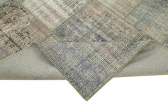 Kırk Yama Gri Patchwork Pamuk Yün El Dokuma Halısı 176x249 Agacan