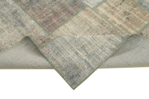 Kırk Yama Gri Patchwork Pamuk Yün El Dokuma Halısı 176x243 Agacan