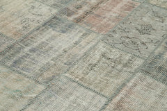 Kırk Yama Gri Patchwork Pamuk Yün El Dokuma Halısı 175x244 Agacan