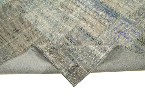Kırk Yama Gri Patchwork Pamuk Yün El Dokuma Halısı 175x245 Agacan