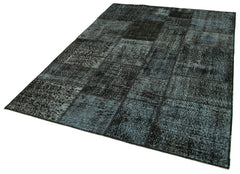 Kırk Yama Siyah Patchwork Pamuk Yün El Dokuma Halısı 172x241 Agacan