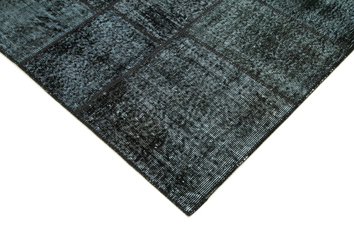 Kırk Yama Siyah Patchwork Pamuk Yün El Dokuma Halısı 172x241 Agacan