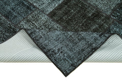 Kırk Yama Siyah Patchwork Pamuk Yün El Dokuma Halısı 172x241 Agacan
