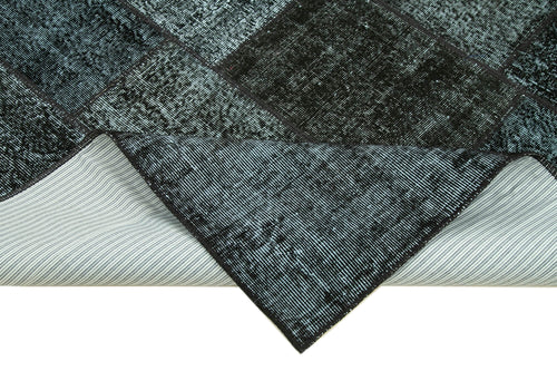 Kırk Yama Siyah Patchwork Pamuk Yün El Dokuma Halısı 172x241 Agacan